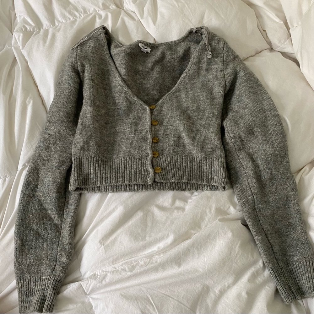 garage grey cropped cardigan